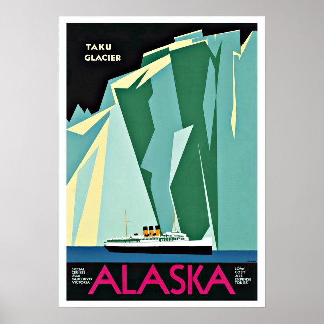 Alaska Taku Glacier Vintage resor Poster (Framsidan)