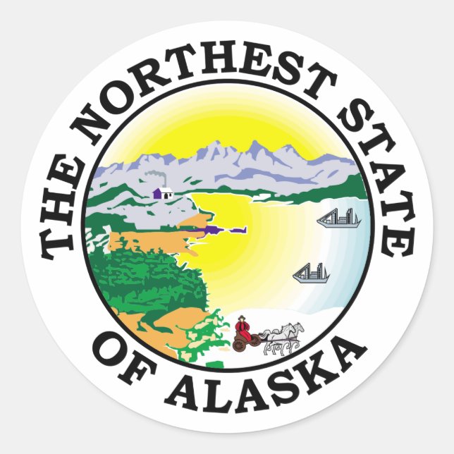 Alaska-tecken Runt Klistermärke (Framsida)