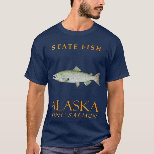 Alaska Territory Fiskar Kungslax T Shirt (Framsida)