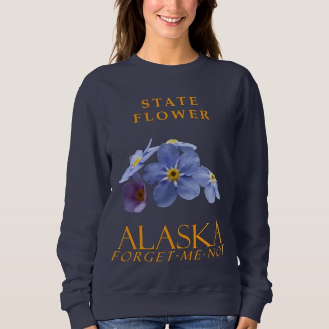 Alaska Territory Flower Blue Glöm-Me-Not-Not T Shirt (Framsida)