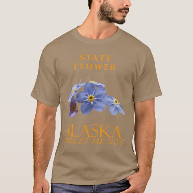 Alaska Territory Flower Blue GlömeMeNot Wildflowe T Shirt (Framsida)