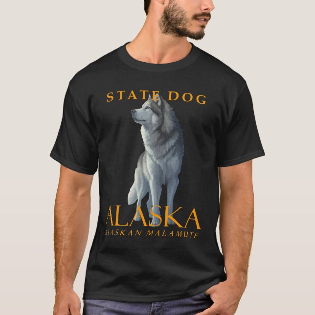 Alaska Territory Hund Malamute Släd Hund T Shirt (Framsida)