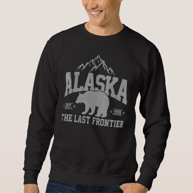 Alaska The Last Frontier EST 1959 Grizzly Bear Mou Lång Ärmad Tröja (Framsida)