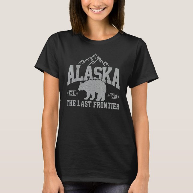 Alaska The Last Frontier EST 1959 Grizzly Bear Mou T Shirt (Framsida)