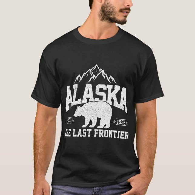 Alaska The Last Frontier EST 1959 Grizzly Bear Mou T Shirt (Framsida)