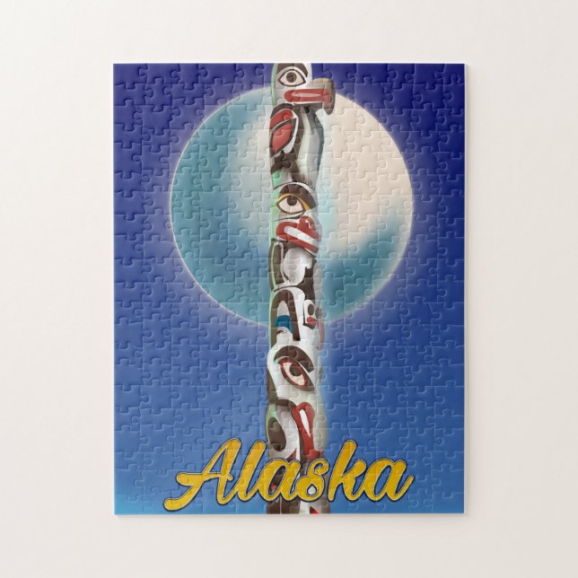 Alaska Totem Pole Resa tryck Pussel (Vertikal)