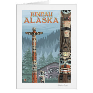 Alaska Totem Poles - Juneau, Alaska Hälsningskort
