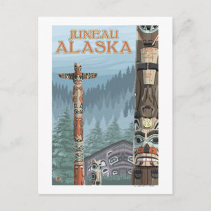 Alaska Totem Poles - Juneau, Alaska Vykort