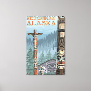 Alaska Totem Poles - Ketchikan, Alaska Canvastryck