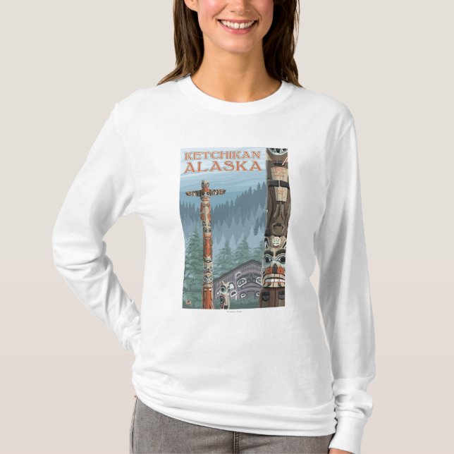 Alaska Totem Poles - Ketchikan, Alaska Tee Shirt (Framsida)