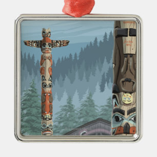 Alaska Totem Poles - Sitka, Alaska Julgransprydnad Metall
