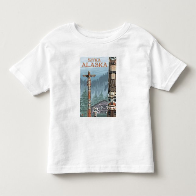 Alaska Totem Poles - Sitka, Alaska Tee (Framsida)