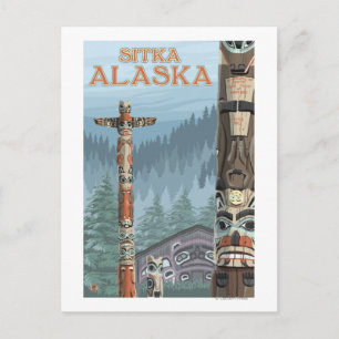 Alaska Totem Poles - Sitka, Alaska Vykort