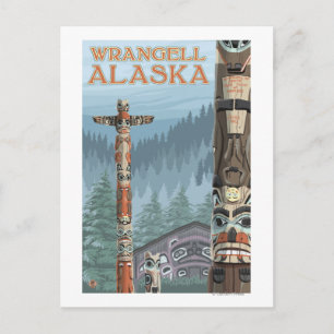 Alaska Totem Poles - Wrangell Alaska Vykort