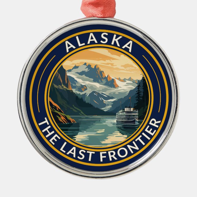 Alaska Travel Art Badge Julgransprydnad Metall (Framsidan)
