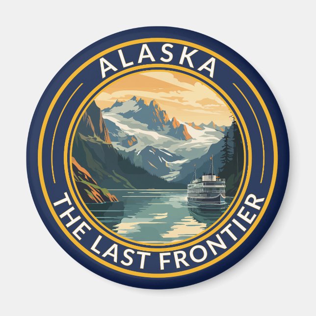 Alaska Travel Art Badge Magnet (Framsidan)