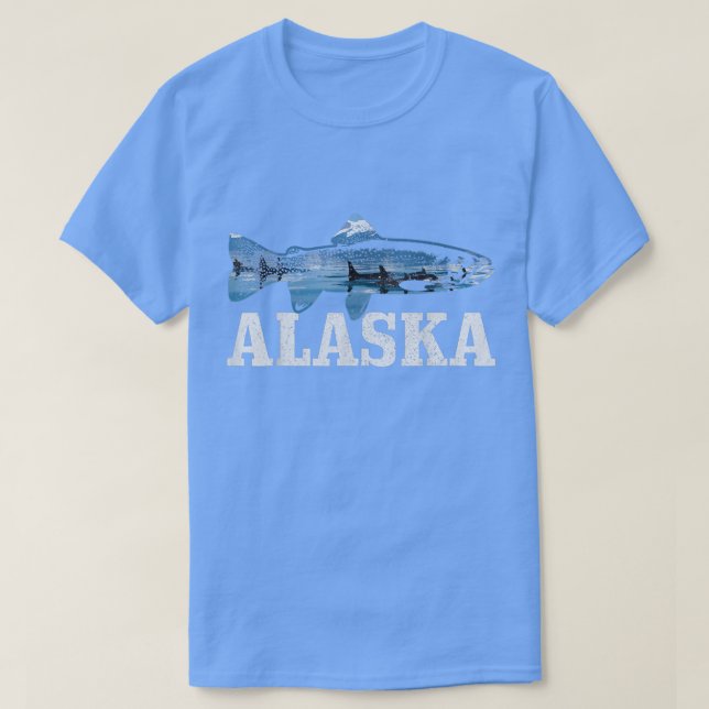 Alaska Trout Salmon Flygfiske Fish Orca Whale Na T Shirt (Design framsida)