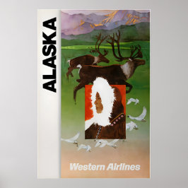 Alaska Tryck Western Airlines Resa Affisch Alaska