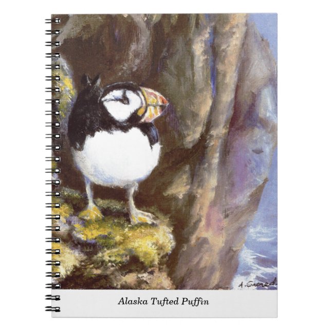 Alaska Tuftad Puffin Anteckningsbok Med Spiral (Framsidan)