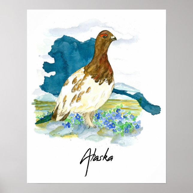 Alaska Tundra Statliga Fågel Glöm-Mig-Intet Poster (Framsidan)