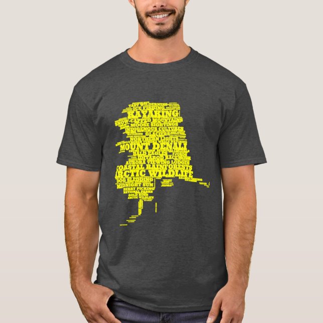 Alaska typografi konst gul och marinblå överstorle t shirt (Framsida)