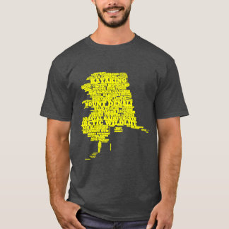 Alaska Typography Art Yellow and Navy Blue Oversiz T Shirt