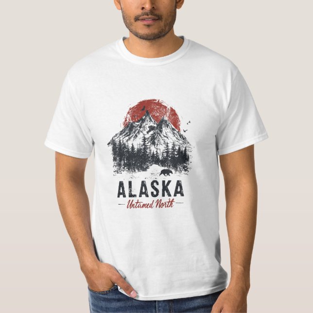 Alaska Untamed North Mountain Wilderness Outdoor T Shirt (Framsida)