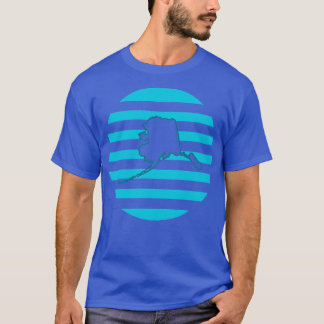 Alaska US State Retro Circle Blue TShirt T Shirt