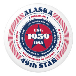 Alaska US State Rött vitt blått Typography Knopp