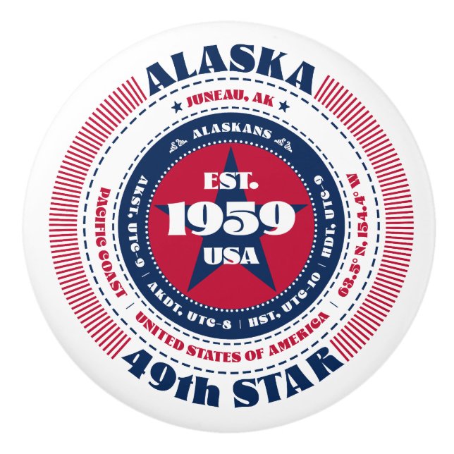Alaska US State Rött vitt blått Typography Knopp (Framsidan)