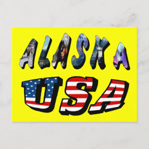 Alaska USA American Flagga Travel Bild Citat Text Vykort