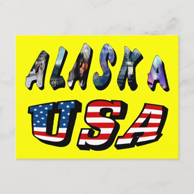 Alaska USA American Flagga Travel Bild Citat Text Vykort (Framsida)