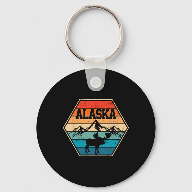 Alaska Usa Berg Vandring Vintage Retro Present  Nyckelring (Framsida)
