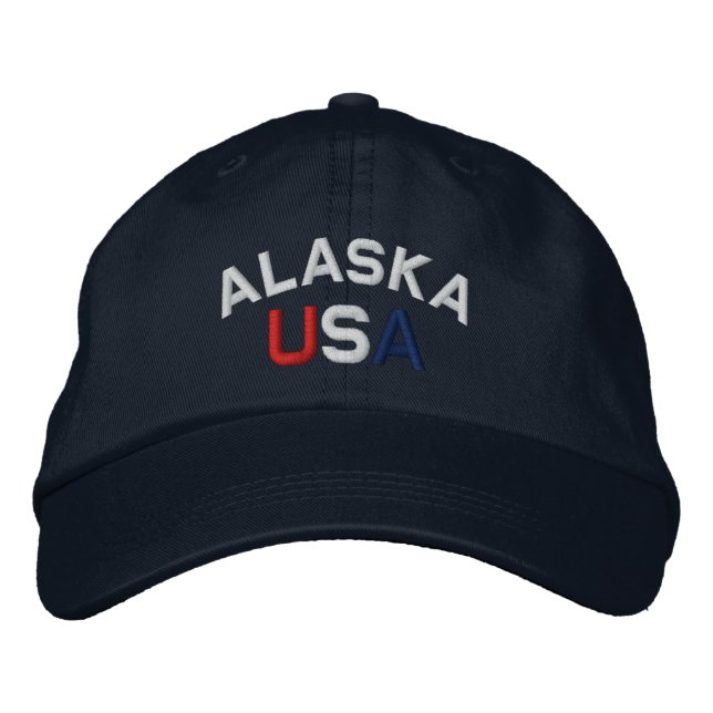 Alaska USA Embroiderade Navy Blue Hat Broderad Keps (Framsida)