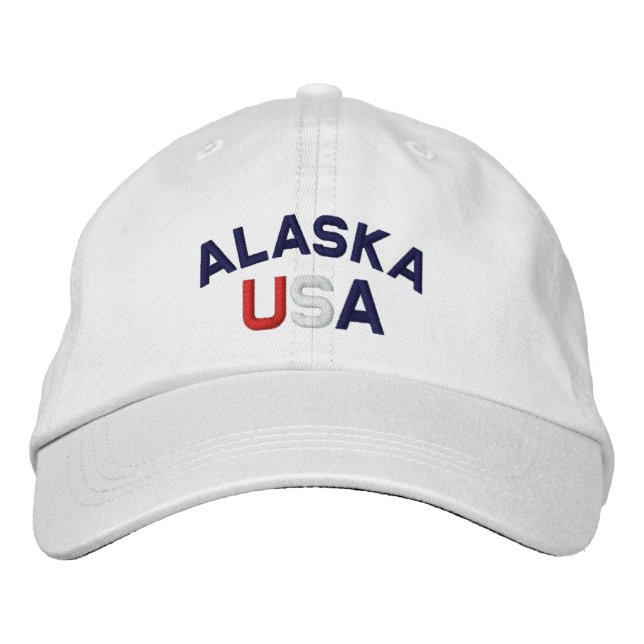 Alaska USA EmbroiTED White Hat Broderad Keps (Framsida)