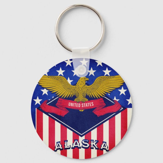 Alaska USA flagga Keychain Nyckelring (Framsida)