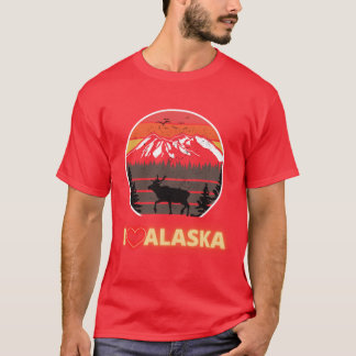 Alaska Usa I Love Alaska Mountains Neon Retro Suns T Shirt