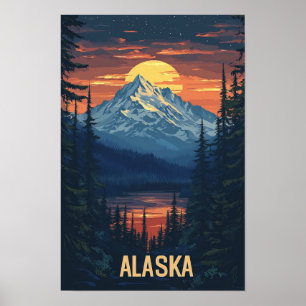 Alaska USA Konst Vintage Resa Poster
