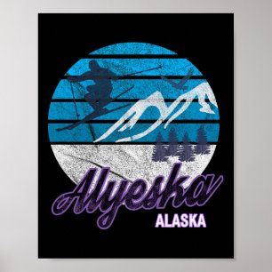 Alaska USA Ski Resort Snowboarding Skiing Poster