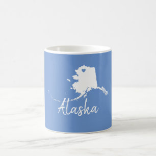 Alaska usa-staten karta med hjärtform kaffemugg