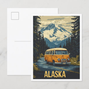 Alaska USA Vintage Illustration Travel Vykort