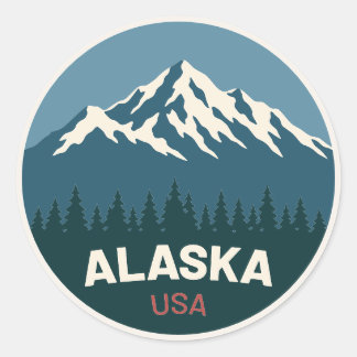 Alaska USA – Vintage Travel Sticker Runt Klistermärke