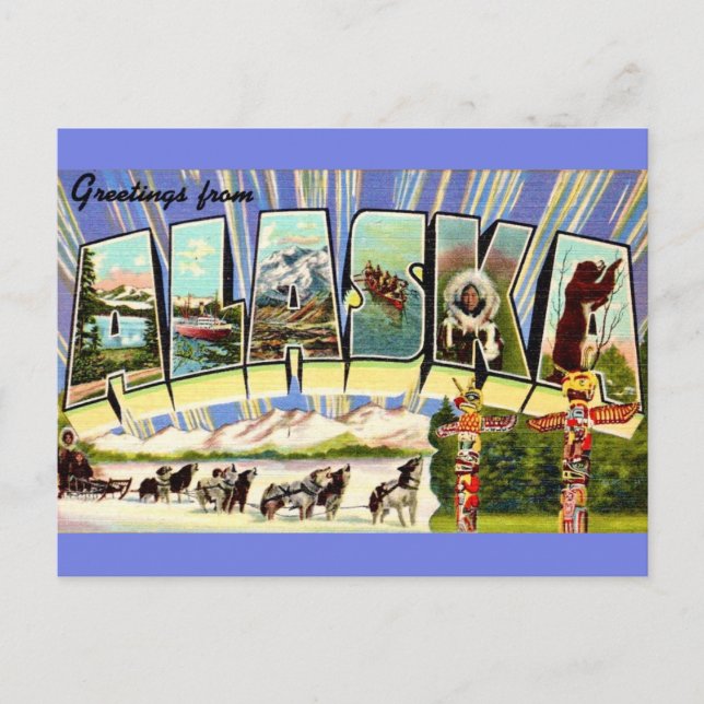 Alaska Välkomst Retro Postkort Vykort (Framsida)
