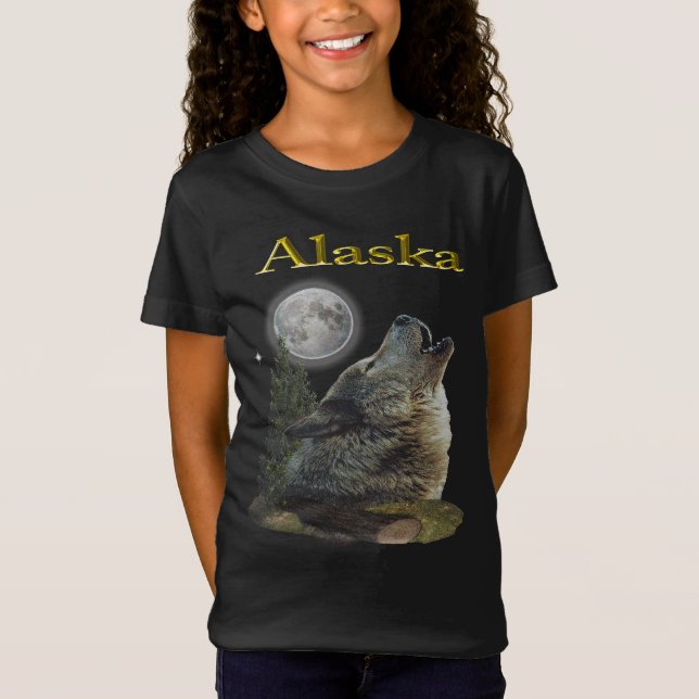 Alaska varg och måne t shirt (Framsida)