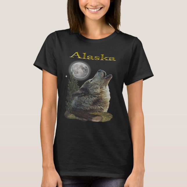 Alaska varg och måne t shirt (Framsida)