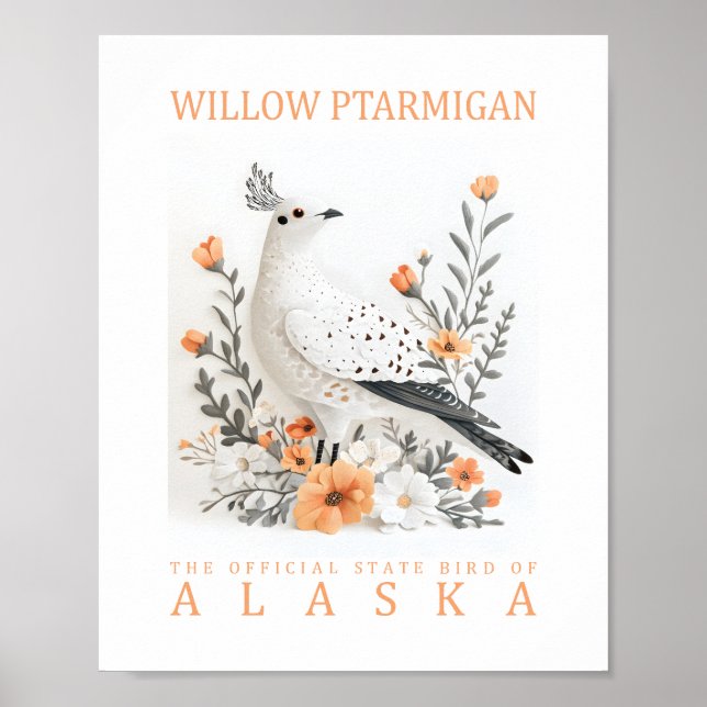 Alaska Vide Pilgrill Botanisk Vintage Fågel Pos Poster (Framsidan)