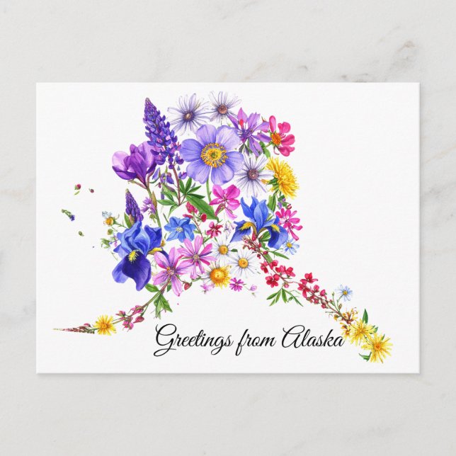 Alaska Vildblommor Lyckönskningskort Vykort (Framsida)