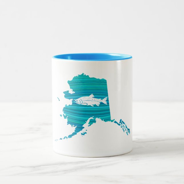 Alaska vinkar laxfiske Två-Tonad mugg (Center)