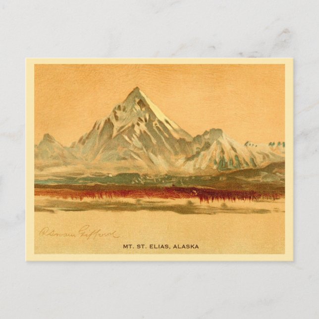 Alaska vintage Mt. St. Elias-målning Vykort (Framsida)