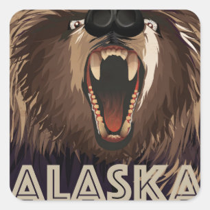 Alaska vintage reseaffisch fyrkantigt klistermärke
